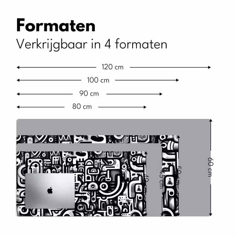 Symbolen - Abstract - Grafisch - Zwart Muismat XXL klein -sfeer5