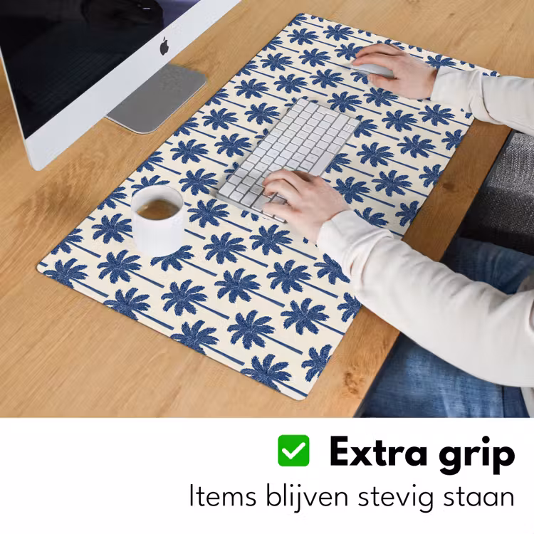 Symmetrisch - Palm - Blauw Muismat XXL klein 681 -sfeer3