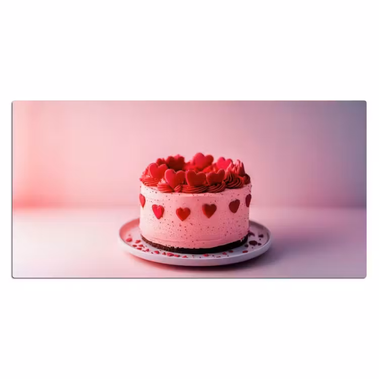 Taart - Hart - Roze Muismat XXL klein -3d_leeg