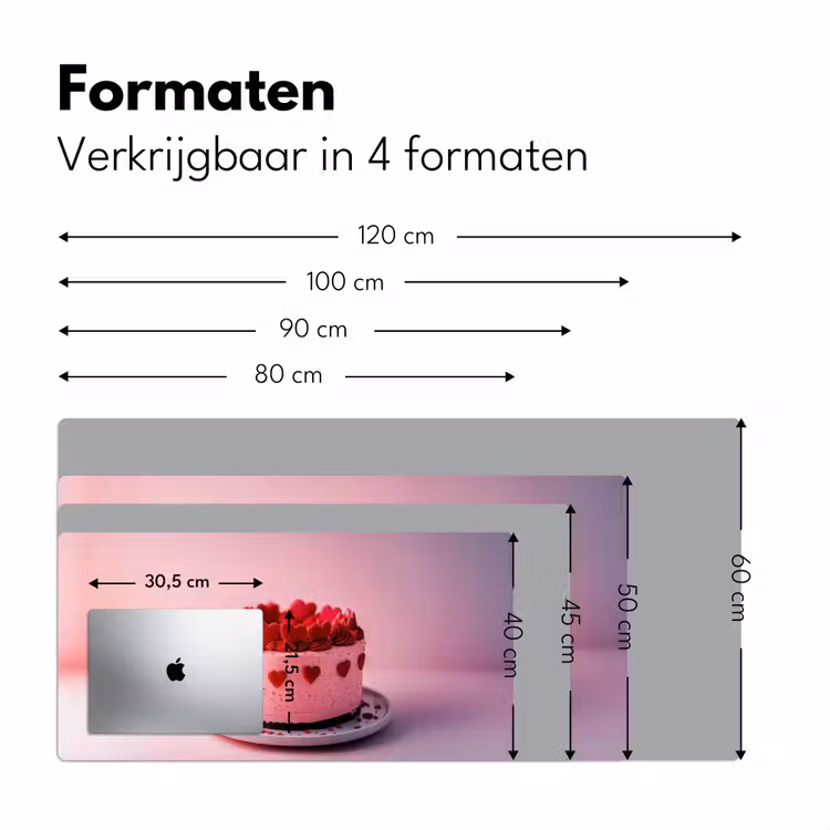 Taart - Hart - Roze Muismat XXL klein -sfeer5