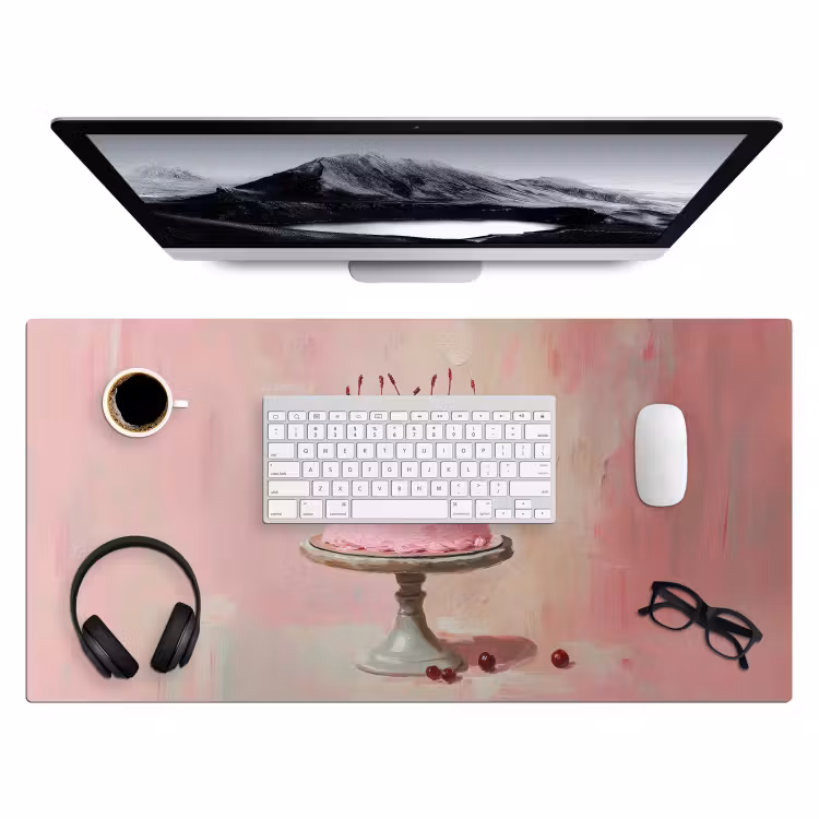 Taart - Pink - Cherry Muismat XXL klein -3d