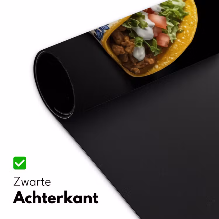 Taco - Vlees - Salade - Delftsblauw - Motief Muismat XXL klein -sfeer2