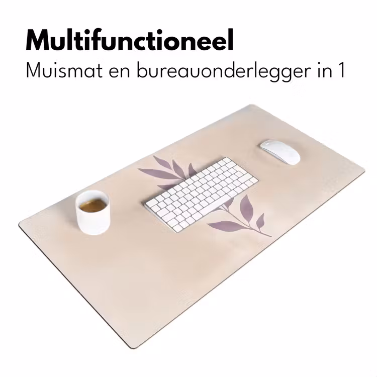 Tak - Bladeren - Minimalistisch - Beige Muismat XXL klein -sfeer4
