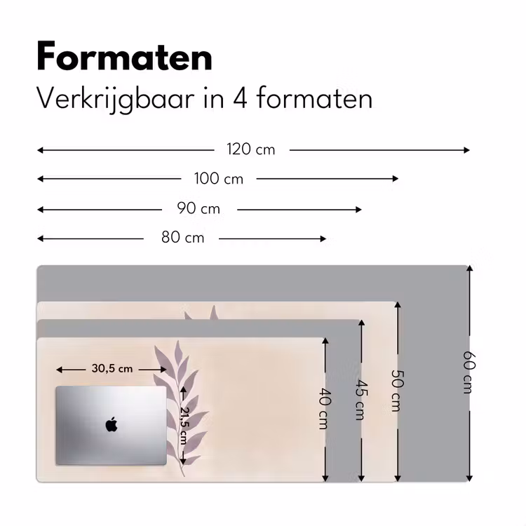 Tak - Bladeren - Minimalistisch - Beige Muismat XXL klein -sfeer5