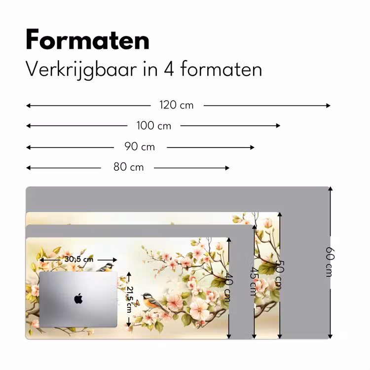 Takken - Bloemen - Vogeltjes - Roze Muismat XXL klein -sfeer5