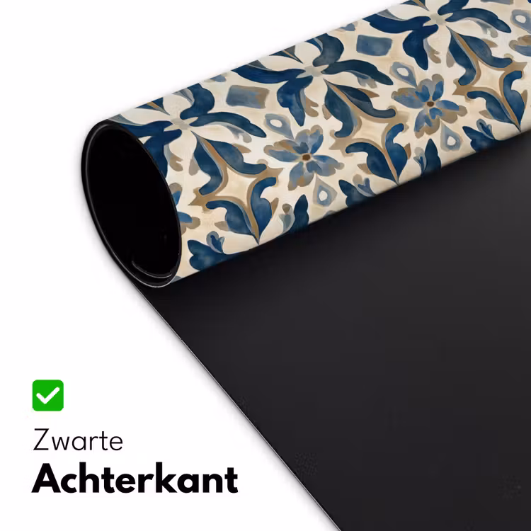 Tegel - Patroon - Blauw - Beige Muismat XXL klein 681 -sfeer2