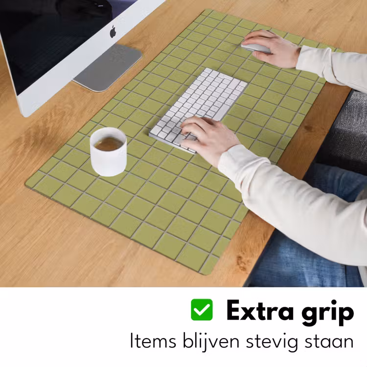 Tegel - Patroon - Olijfgroen Muismat XXL klein 681 -sfeer3