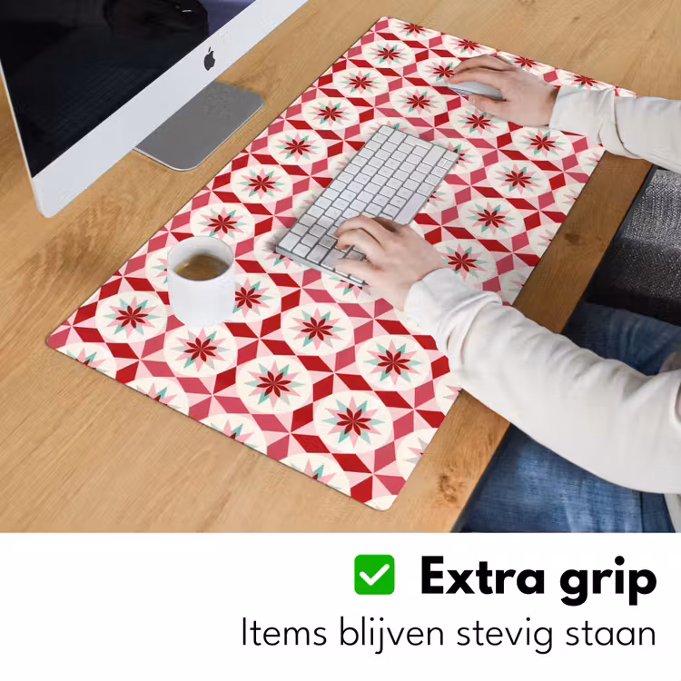 Tegelpatroon - Sterren - Retro - Roze - Mintgroen Muismat XXL klein 681 -sfeer3