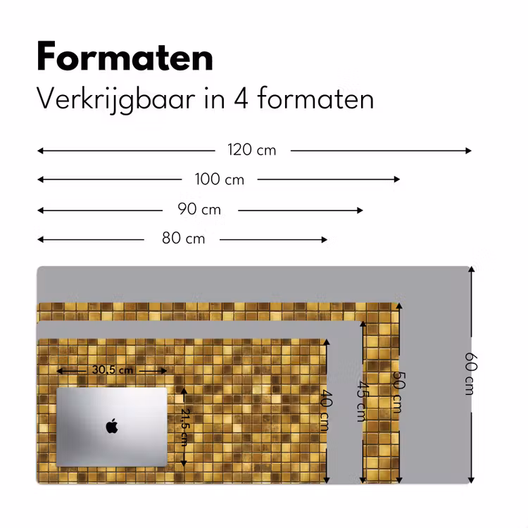 Tegels - Mozaïek - Luxe - Warm Goud Muismat XXL klein 681 -sfeer5