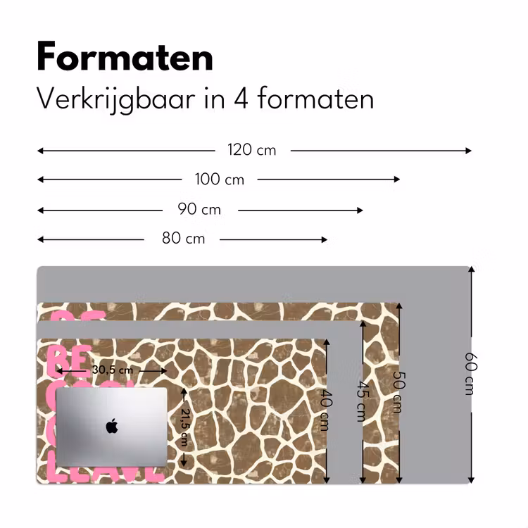 Tekst - Be cool or leave - Roze - Giraffenprint Muismat XXL klein -sfeer5