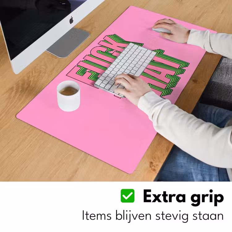 Tekst - Bold - Roze Muismat XXL klein -sfeer3