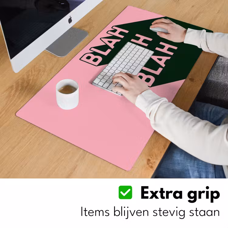Tekst - Grafisch - Groen - Schaduw Muismat XXL klein -sfeer3