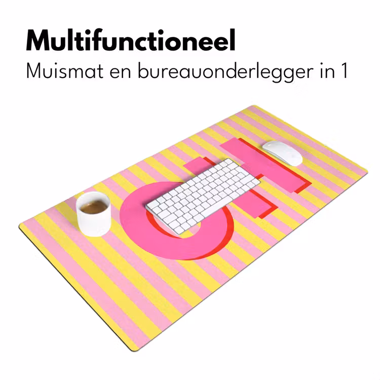 Tekst - Strepen - Roze Muismat XXL klein -sfeer4