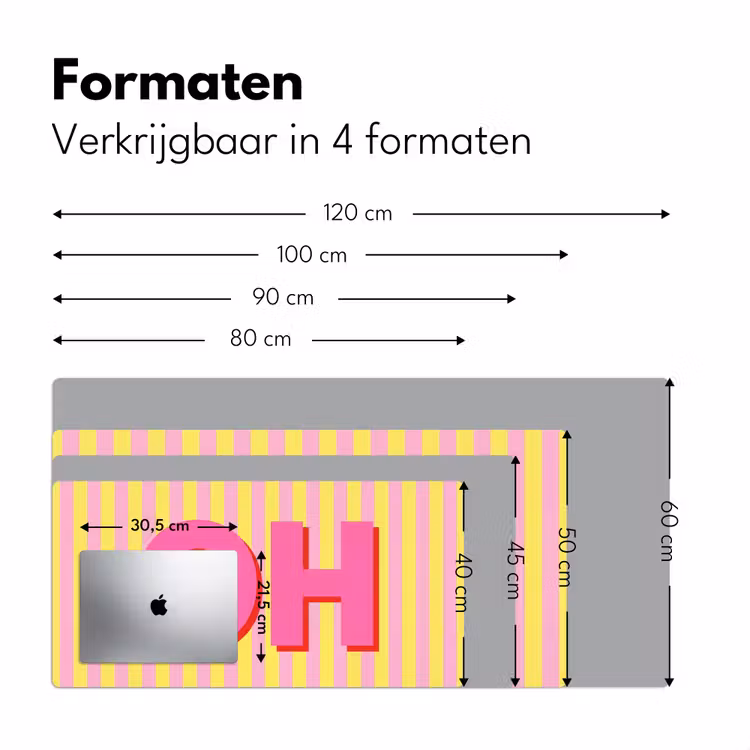 Tekst - Strepen - Roze Muismat XXL klein -sfeer5