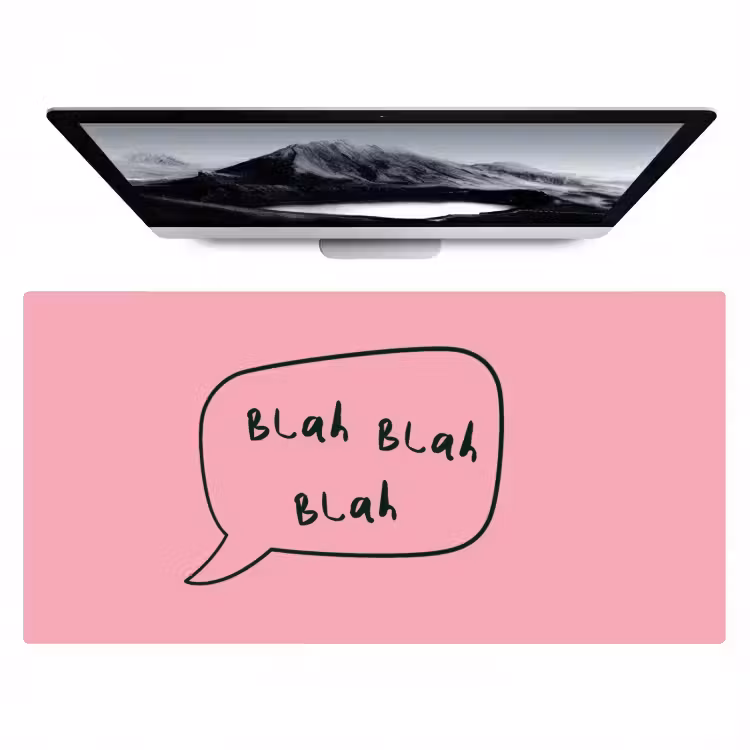 Tekstwolkje - BLAH BLAH BLAH - Roze Muismat XXL klein -zzz3d