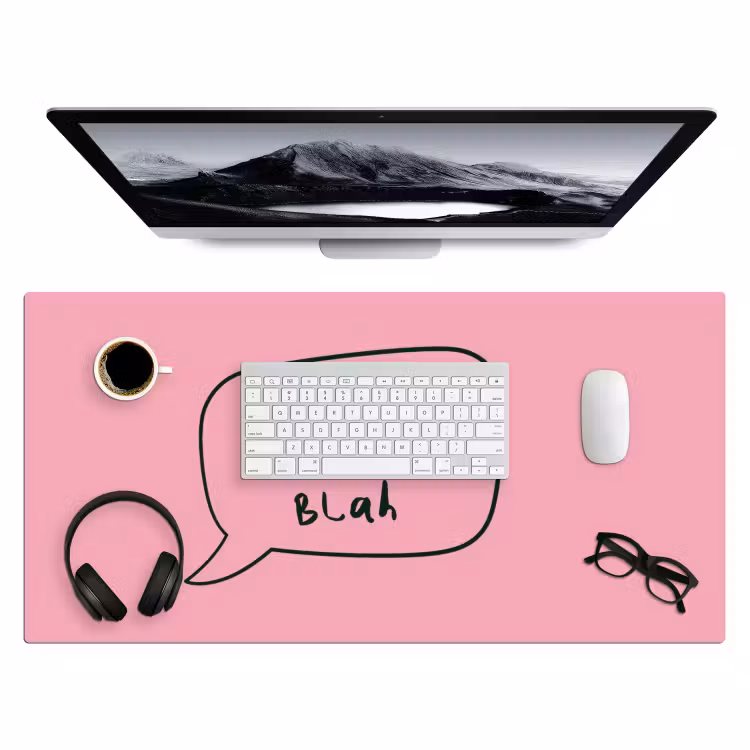 Tekstwolkje - BLAH BLAH BLAH - Roze Muismat XXL klein -3d