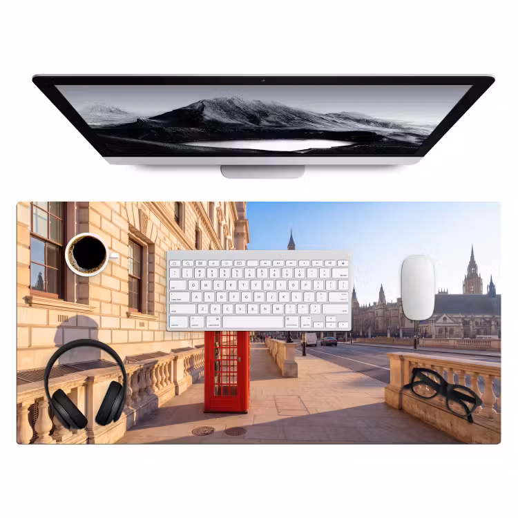 Telefooncel - Rood - Londen - Stad - Architectuur Muismat XXL klein -3d