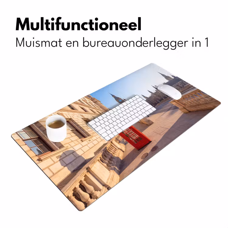 Telefooncel - Rood - Londen - Stad - Architectuur Muismat XXL klein -sfeer4