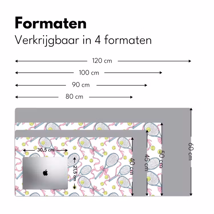 Tennis - Strikken - Kleurrijk Muismat XXL klein 681 -sfeer5