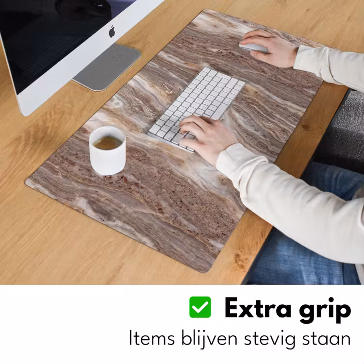 Textuur - Steen - Abstract - Beige Muismat XXL klein -sfeer3