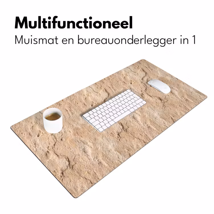 Textuur - Steen - Natuur - Beige Muismat XXL klein -sfeer4