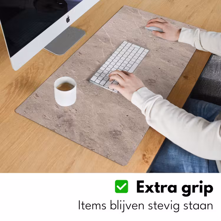 Textuur - Steen - Patroon - Rustiek - Beige Muismat XXL klein -sfeer3