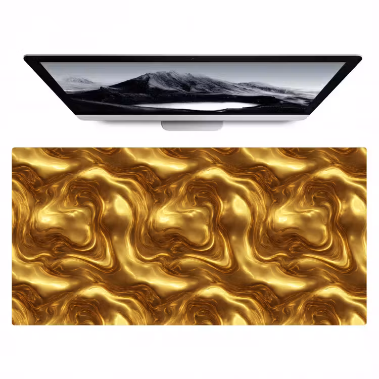 Textuur - Vloeibaar - Organisch - Goud Muismat XXL klein 681 -zzz3d