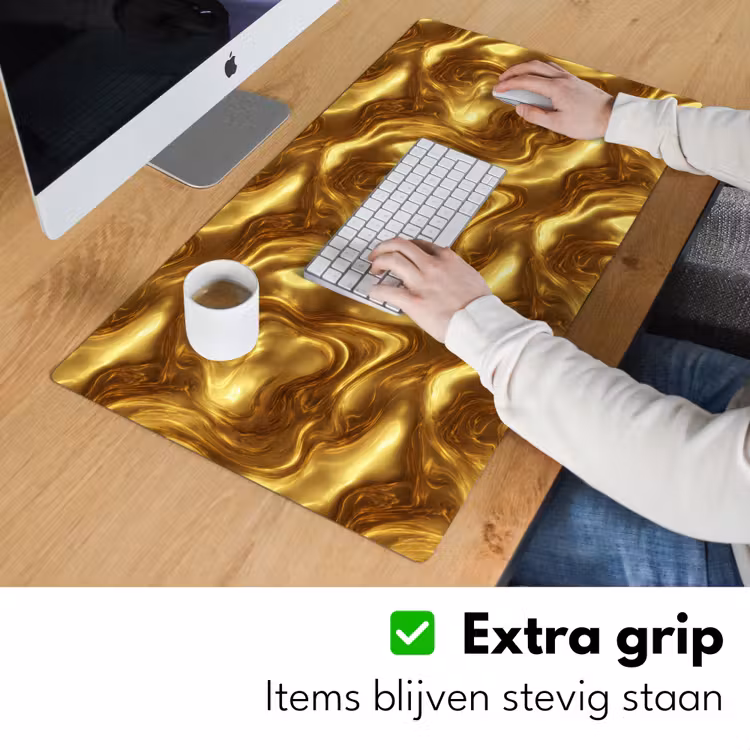 Textuur - Vloeibaar - Organisch - Goud Muismat XXL klein 681 -sfeer3