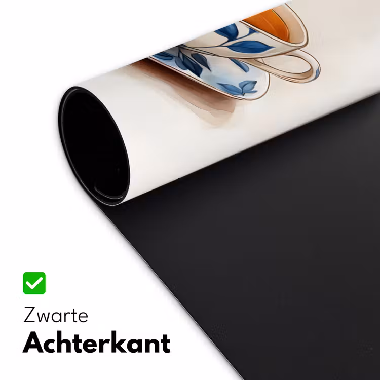Theekop - Bladeren - Blauw Muismat XXL klein -sfeer2