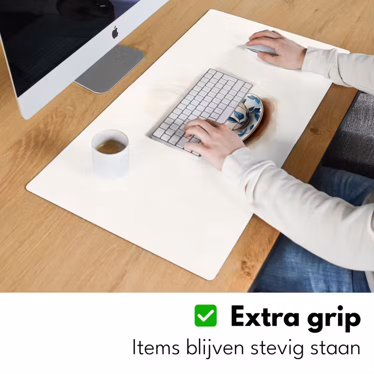 Theekop - Bladeren - Blauw Muismat XXL klein -sfeer3