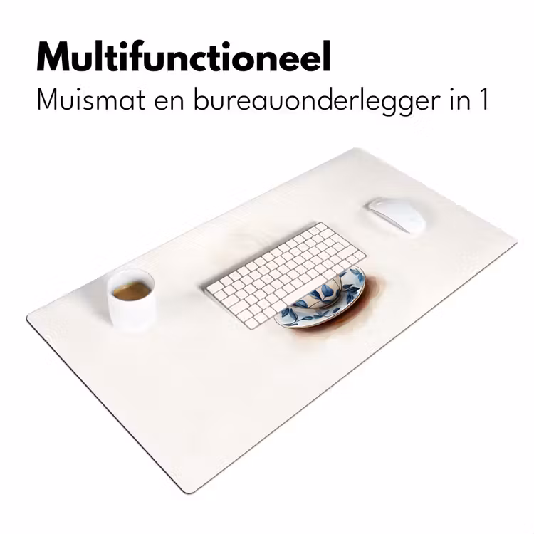 Theekop - Bladeren - Blauw Muismat XXL klein -sfeer4