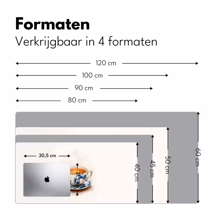 Theekop - Bladeren - Blauw Muismat XXL klein -sfeer5