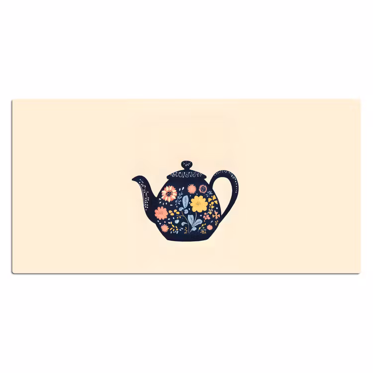 Theepot - Kleurrijk - Bloemen Muismat XXL klein -3d_leeg