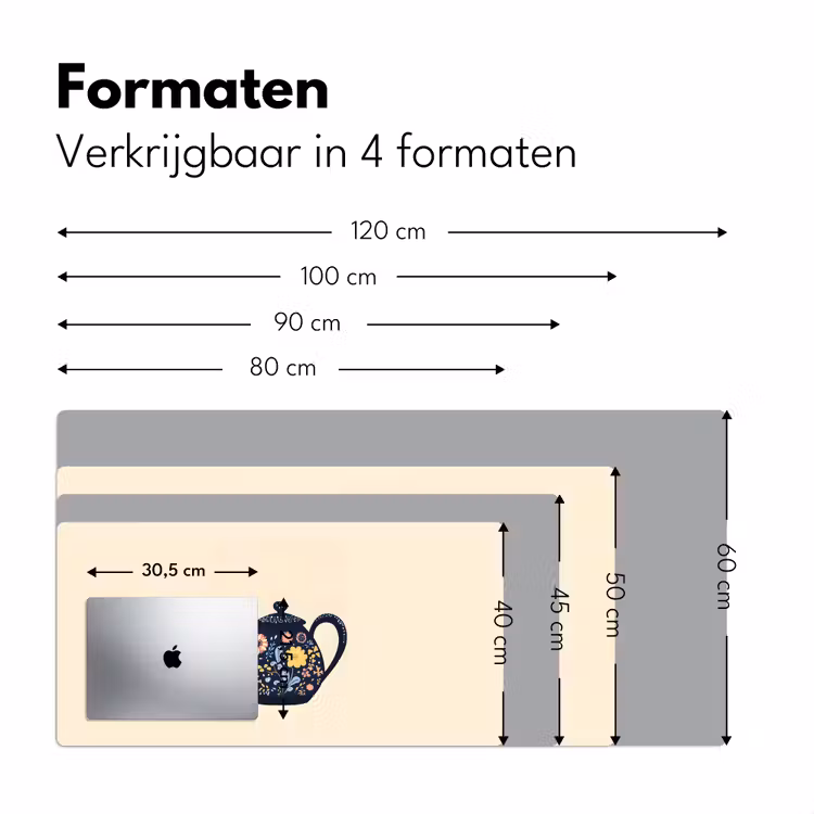 Theepot - Kleurrijk - Bloemen Muismat XXL klein -sfeer5