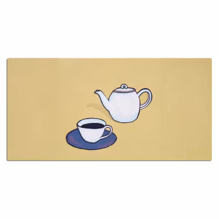 Theepot - Kopje - Beige - Illustratie Muismat XXL klein -3d_leeg