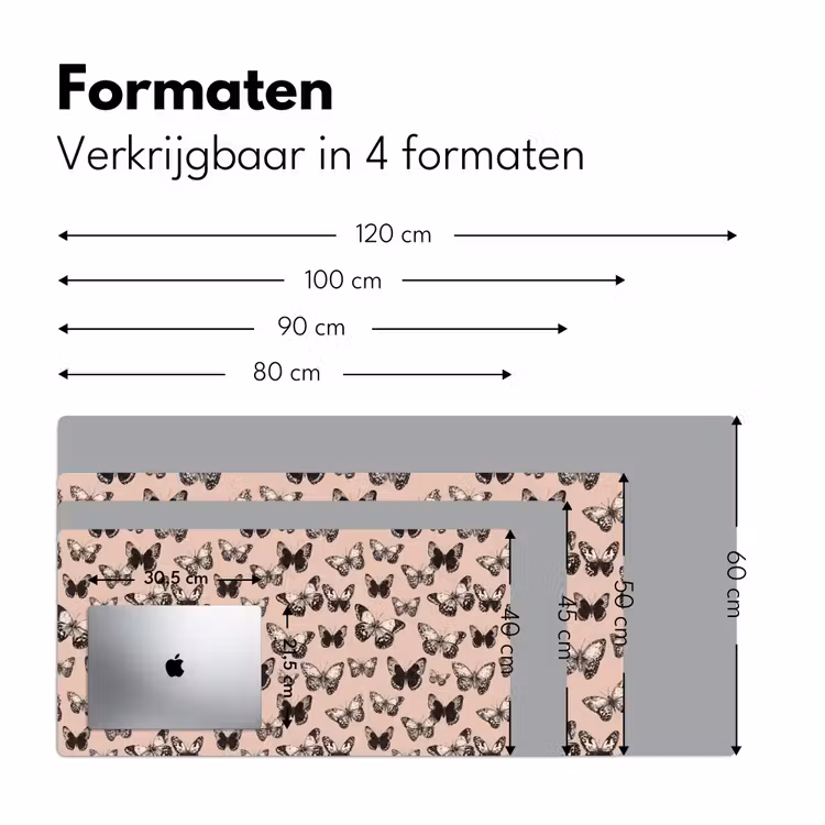 Tijdloos - Vlinders - Perzik Muismat XXL klein 681 -sfeer5
