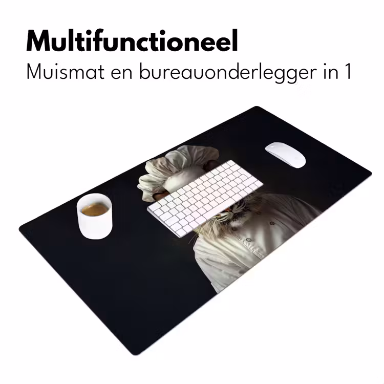 Tijger - Kokskleding - Bruin Muismat XXL klein -sfeer4