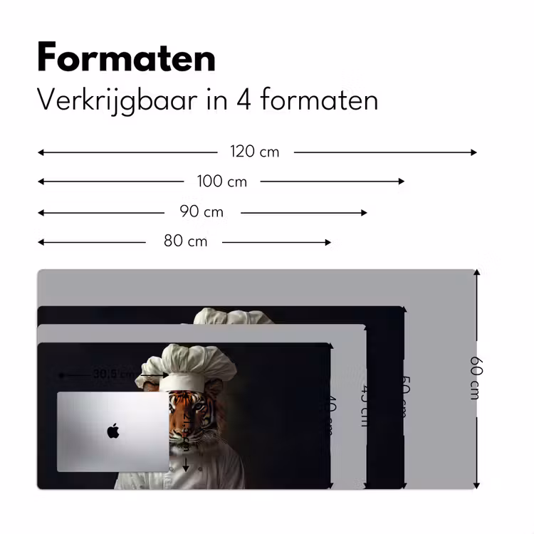 Tijger - Kokskleding - Bruin Muismat XXL klein -sfeer5