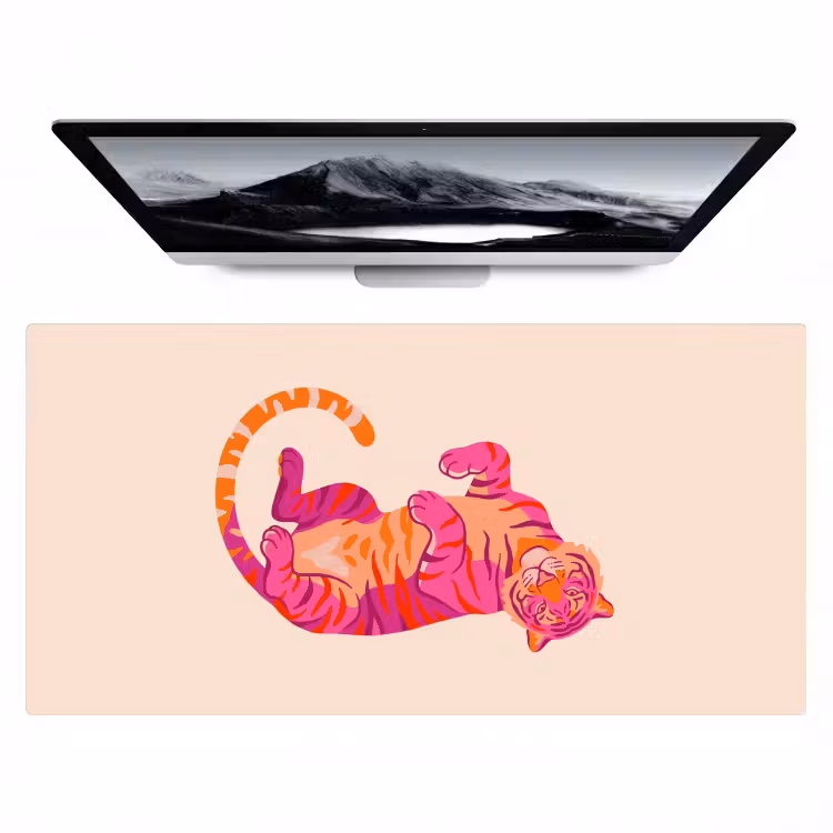 Tijger - Roze - Oranje Muismat XXL klein -zzz3d
