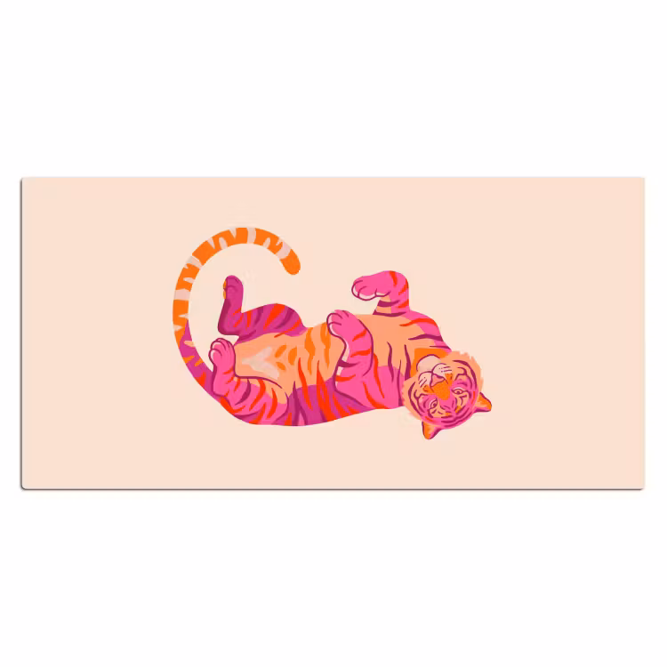 Tijger - Roze - Oranje Muismat XXL klein -3d_leeg