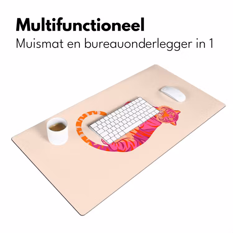 Tijger - Roze - Oranje Muismat XXL klein -sfeer4