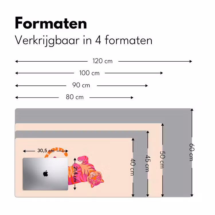 Tijger - Roze - Oranje Muismat XXL klein -sfeer5