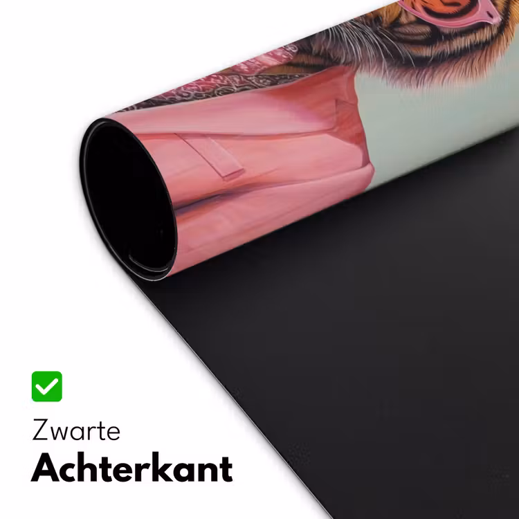 Tijger - Strik - Jasje - Roze Muismat XXL klein -sfeer2