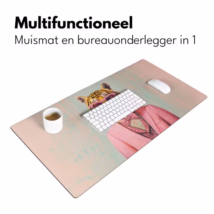 Tijger - Strik - Jasje - Roze Muismat XXL klein -sfeer4