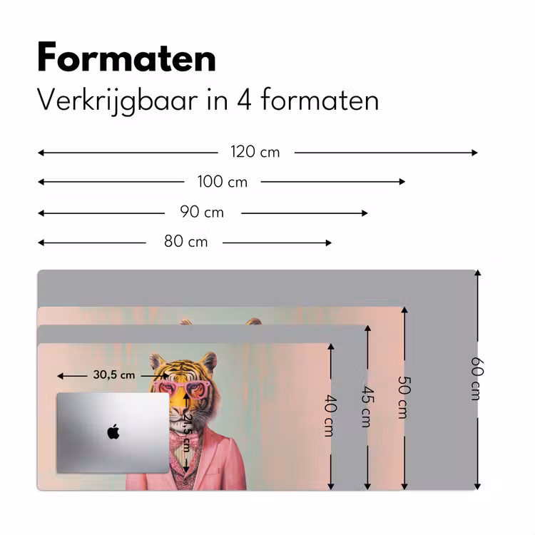 Tijger - Strik - Jasje - Roze Muismat XXL klein -sfeer5