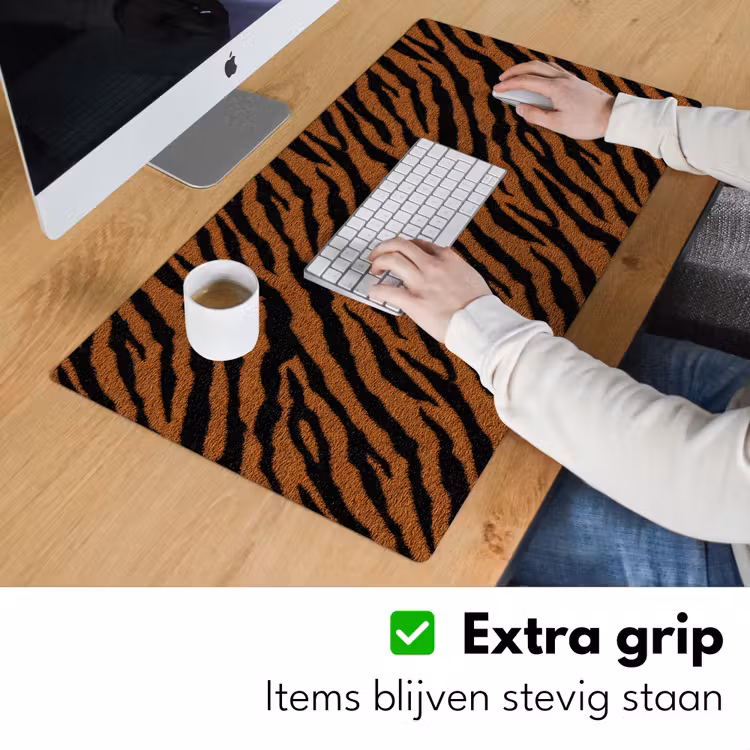 Tijger - Vacht - Zwart Muismat XXL klein 681 -sfeer3