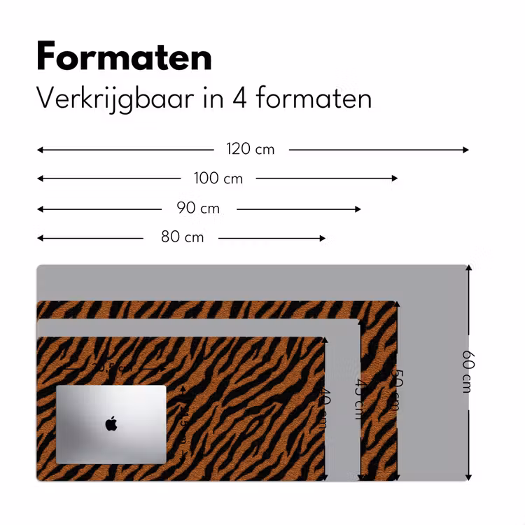 Tijger - Vacht - Zwart Muismat XXL klein 681 -sfeer5
