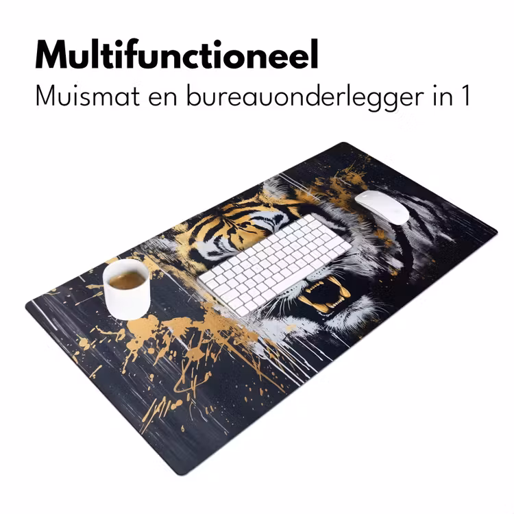 Tijger - Verfspatten - Goud Muismat XXL klein -sfeer4