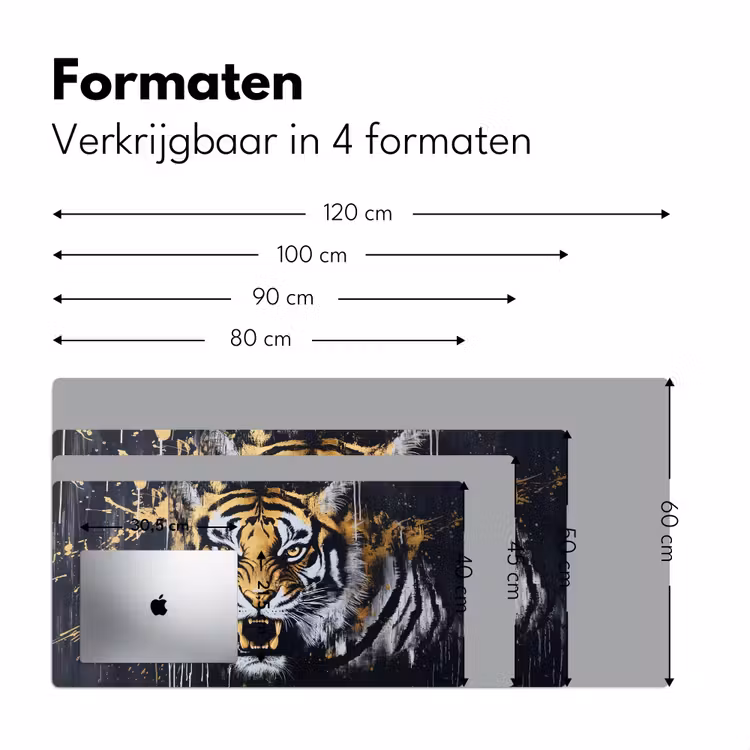 Tijger - Verfspatten - Goud Muismat XXL klein -sfeer5