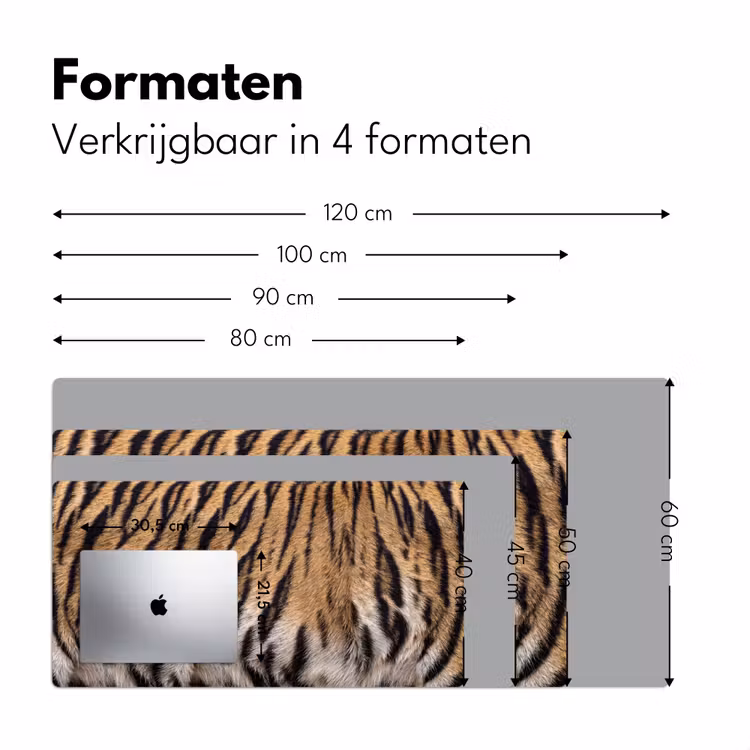 Tijgervacht - Klassiek - Zwart Muismat XXL klein -sfeer5